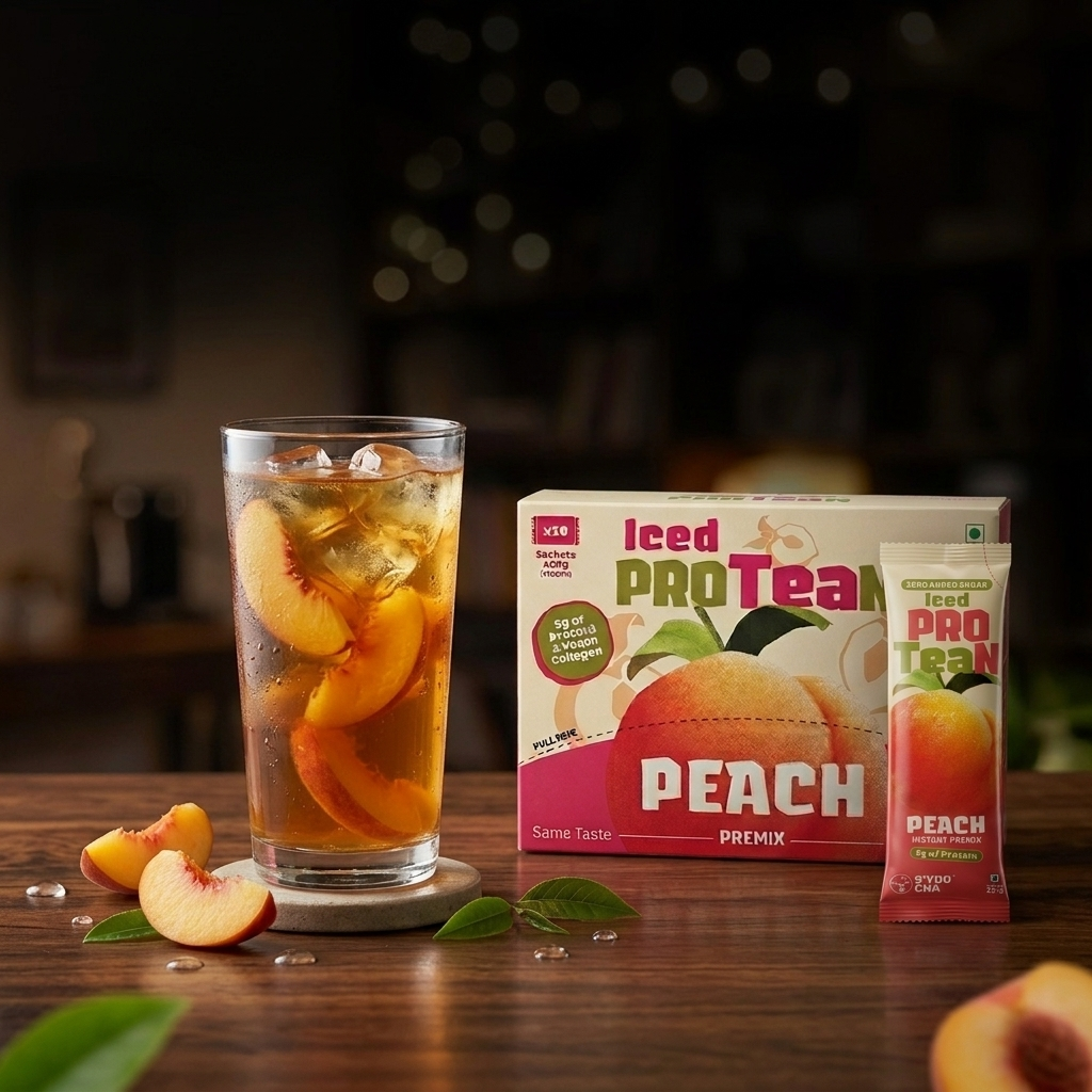 Peach Iced ProTEAn (Iced Tea with Protein)
