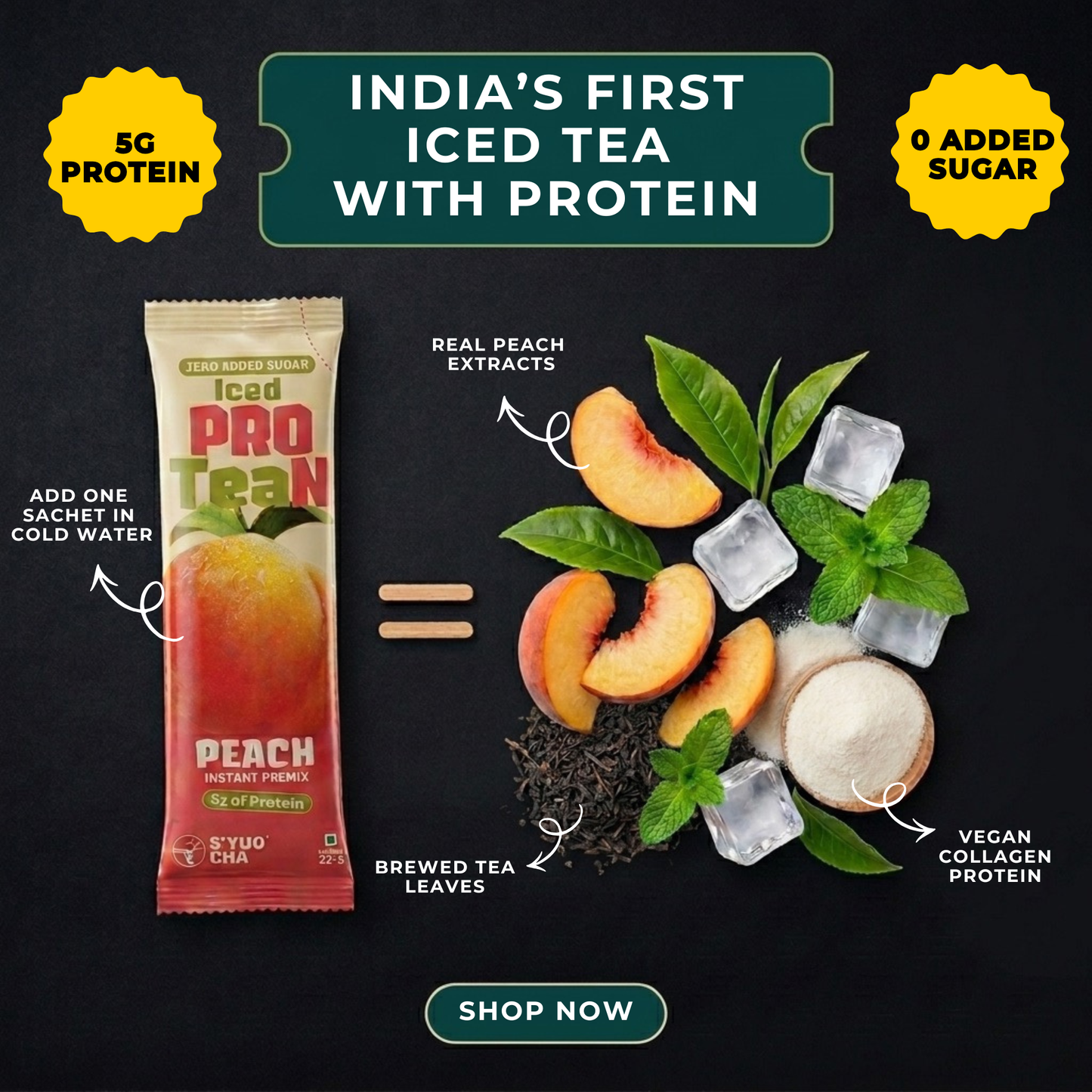 Peach Iced ProTEAn (Iced Tea with Protein)
