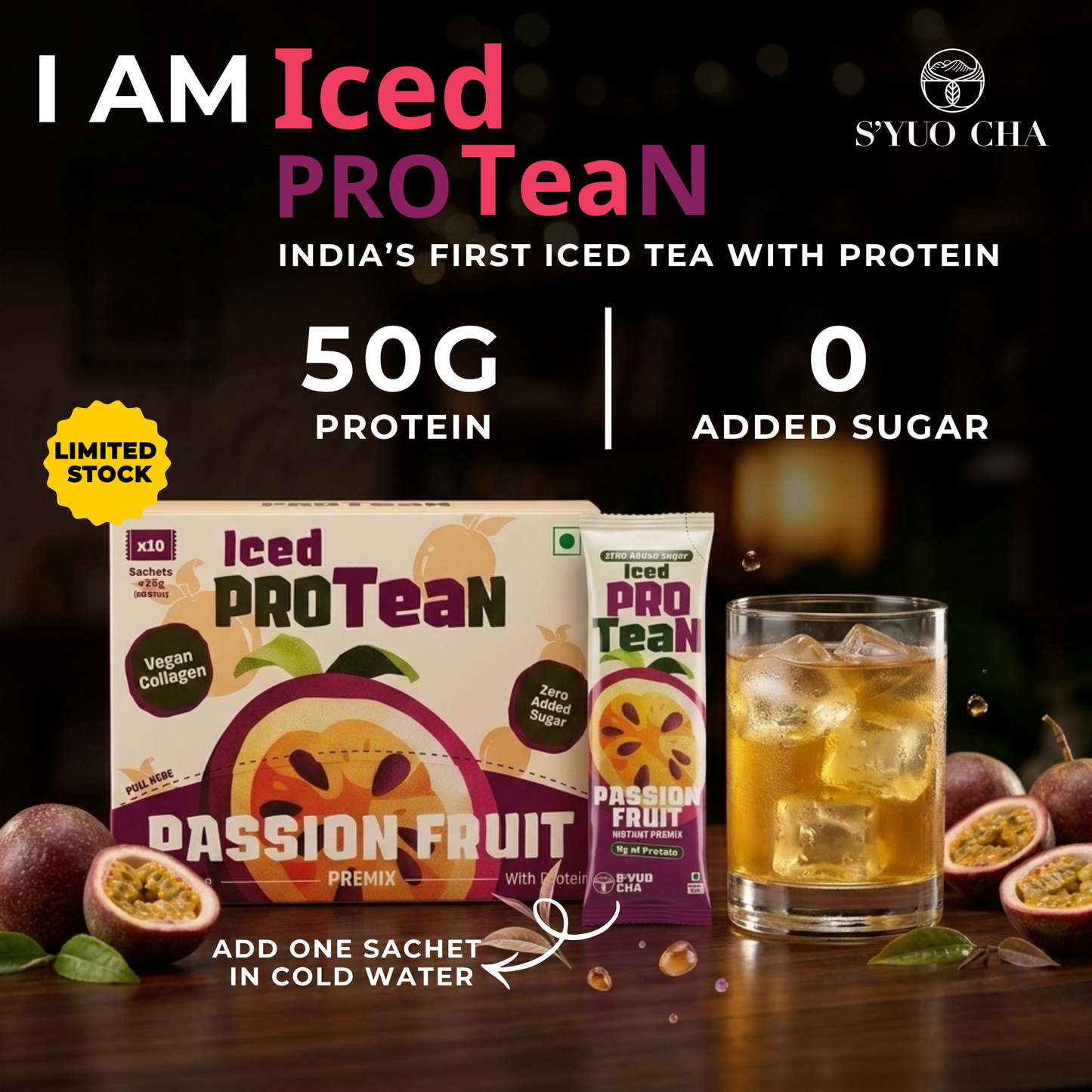 Passion Fruit Iced ProTEAn (Iced Tea with Protein)