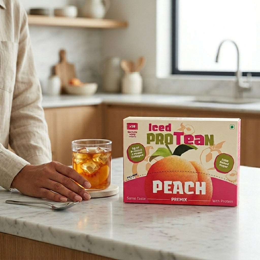Peach Iced ProTEAn (Iced Tea with Protein)